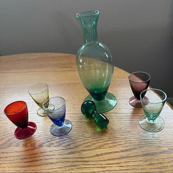 Château Orleans Multi Color Glass Cordial Decanter with Stopper Set - Picture 5 of 16